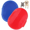 thumbnail image 1 of Juego de 2 cepillos de baño de silicona azul para mascotas, herramienta de aseo para perros, masaje y limpieza, 1 of 7