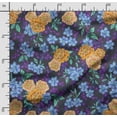 thumbnail image 2 of Soimoi Chinese Floral Printed, Cotton Satin Spandex, Sewing Fabric by The Yard 54 Inch Wide, Decorative Fabric for Dresses and Home Accents, Purple, 2 of 5