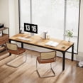 thumbnail image 3 of Tribesigns 2-Person Home Office Desk, 78.7" Extra Long Computer Desk, Double Workstation for Home Office, Work Desk for Two People (Light Walnut), 3 of 5