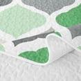 thumbnail image 5 of Castle Fairy Mid Century Geometric Quatrefoil Quilt King 3 Pieces,Abstract Grid Motif King Coverlet Set,Green Gray Offwhite,1 Bedspread and 2 Pillowcases, 5 of 7
