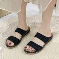 thumbnail image 1 of Bmisegm Ladies Summer Solid Colour Flowers Hollow Breathable Slope with Thick Bottom Large Size Sandals Slippers Summer Black 8.5, 1 of 9