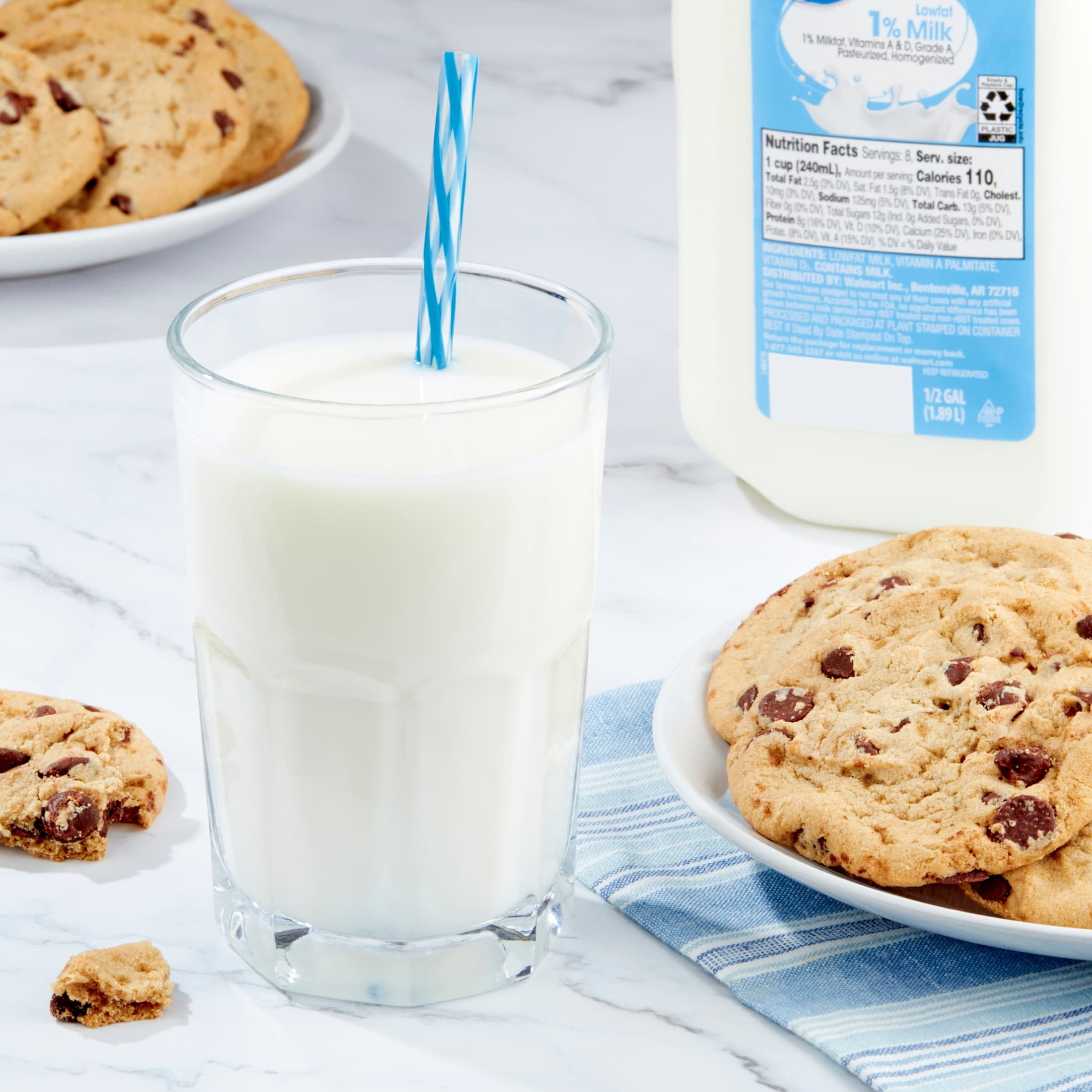 Great Value Milk 1% Low-fat, Half Gallon, 64 fl oz