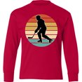 thumbnail image 3 of Inktastic Hockey Player Retro Sunset Long Sleeve Youth T-Shirt, 3 of 5