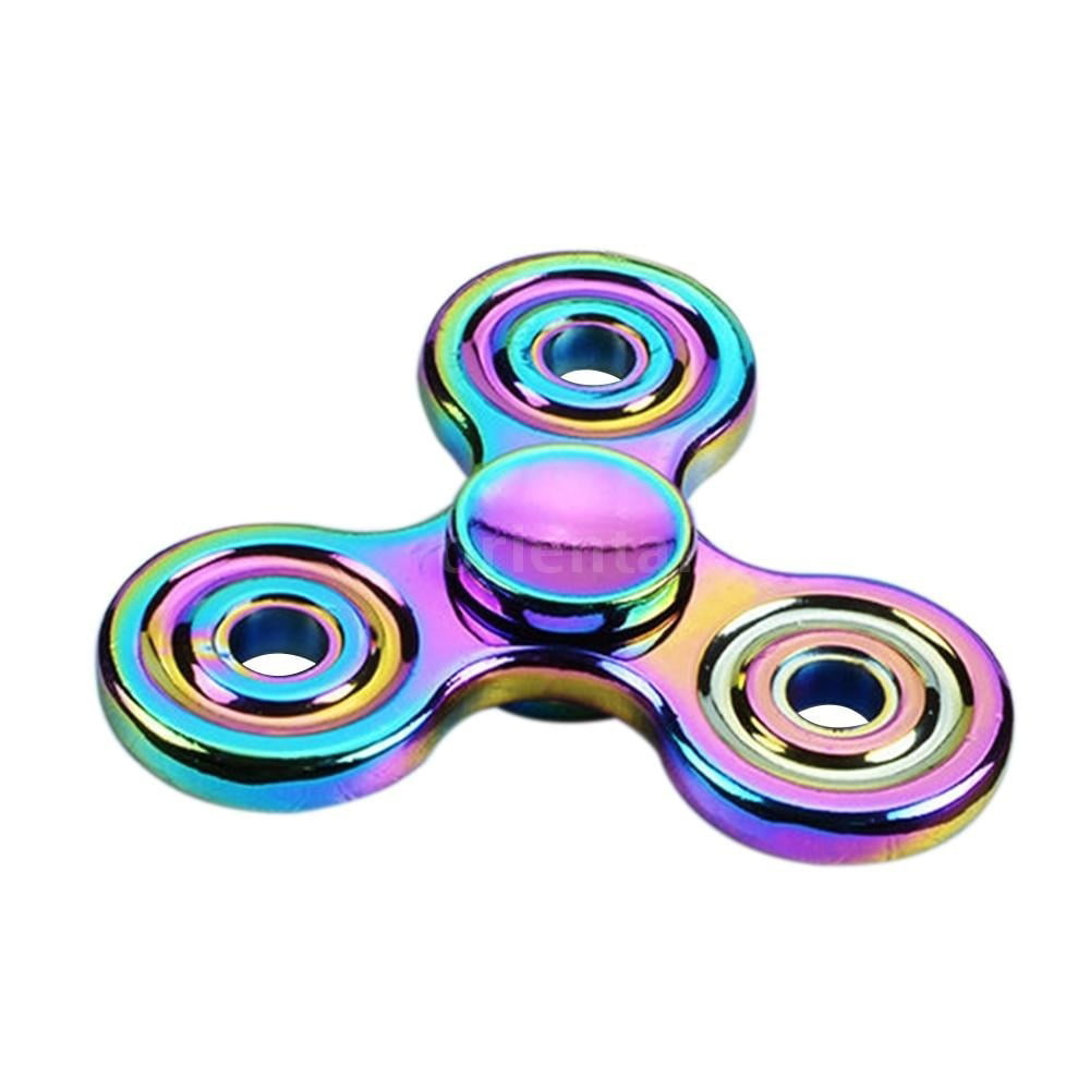Tri Fidget Hand Spinner Metal Rainbow Finger Gyro Desk Toy EDC Focus ADHD Autism 