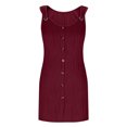 thumbnail image 5 of Summer Fashion Sun Dresses for Womens 2025 Plus Size Casual Solid Color Sleeveless Button V-Neck Dress, 5 of 7
