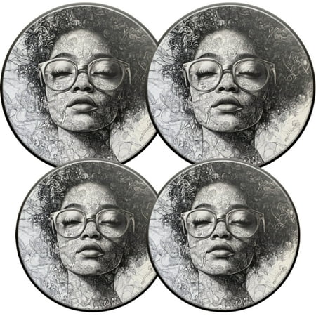 

Electric Stove Burner Covers 4 Pcs Round Gas Burner Cover 8 and 10 Inch Detailed Line - art Female Portrait