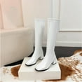 thumbnail image 5 of Dasayo Mid-Calf Boots for Women Dress White Elegant Faux Leather Square Toe Classic Block Heel Boots Woman Shoes 38, 5 of 9