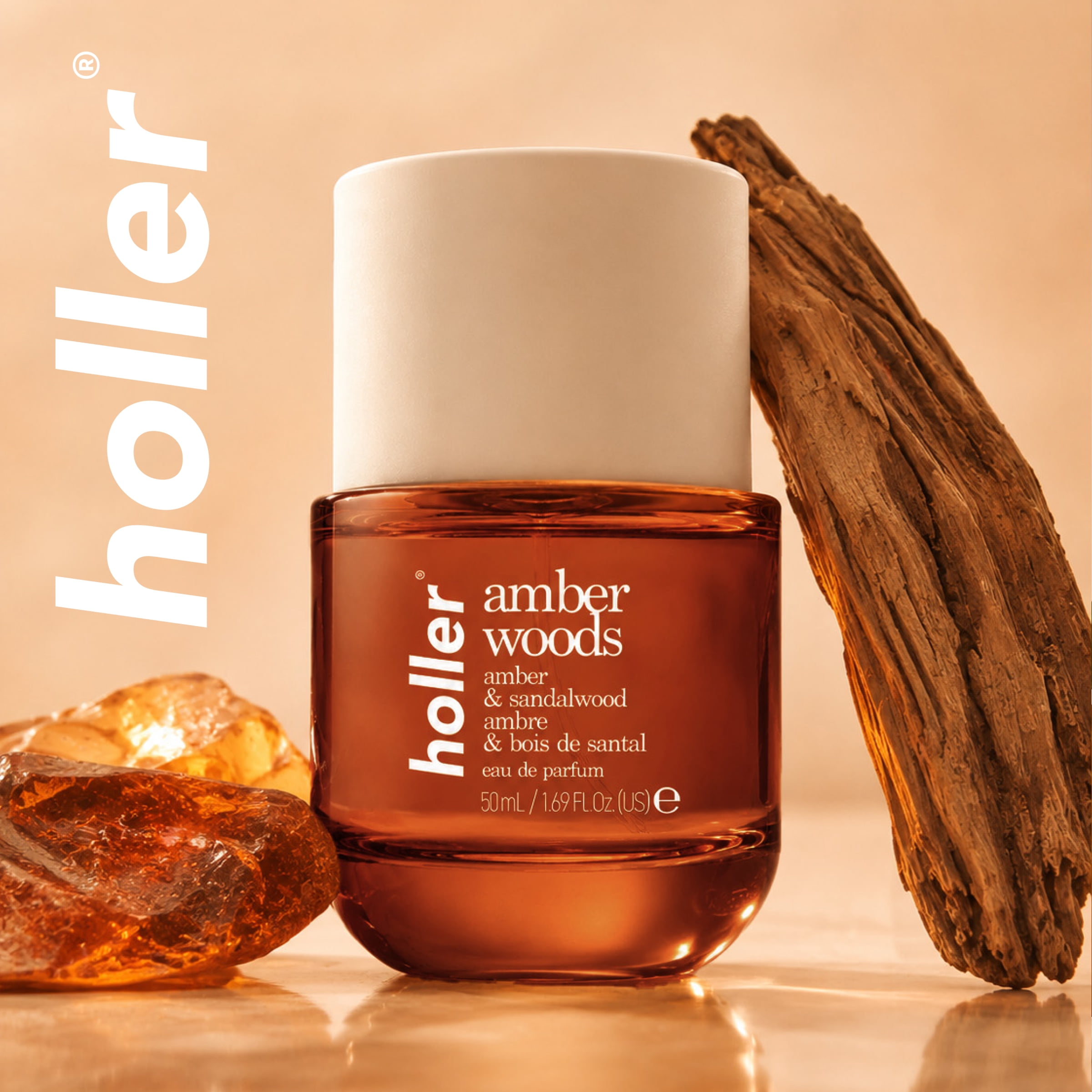 HOLLER Amber Woods Amber & Vanilla Eau De Parfum, 1.69 fl oz