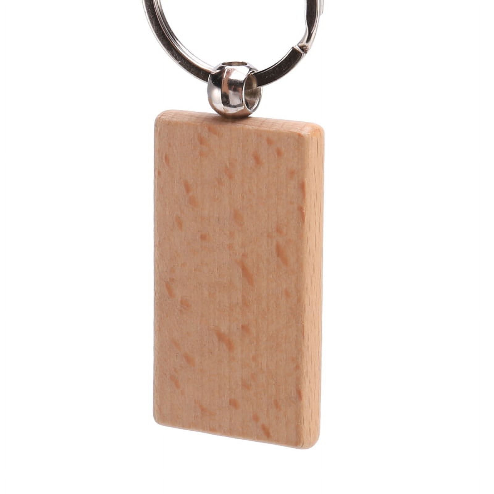 300Pcs Blank Rectangle Wooden Key Chain DIY Wood Keychains Key Tags Can Engrave DIY Gifts