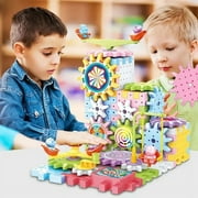 3D Electric Track Gears Model Building Blocks Plastic Kid House Blocks Bricks Educational Construction Toys for Children Gifts,263pcs with box