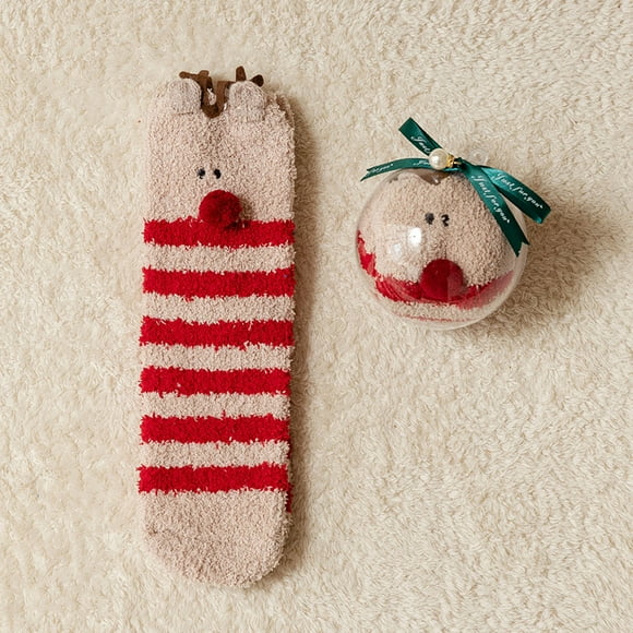Chaussettes d'Anniversaire en Velours et Velours Corail Épaissi en Acrylique Chaussettes de Noël pour Hommes et Femmes Chaussettes pour Hommes et Femmes