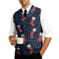 thumbnail image 7 of Resicozy Mens Christmas Vest Xmas Printed V-Neck Holiday Tree Snowflake Fashion Vest Party Winter Tops Navy 1 XL, 7 of 7