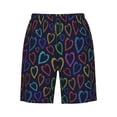 thumbnail image 6 of KLL Colored Hearts Men's Casual Summer Beach Shorts Hawaiian Shorts with Pockets-Small, 6 of 6