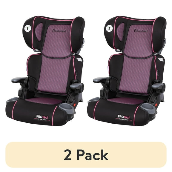 (2 pack) Baby Trend Protect 2-in-1 Folding Booster Car Seat, High-Back, Pink Tech
