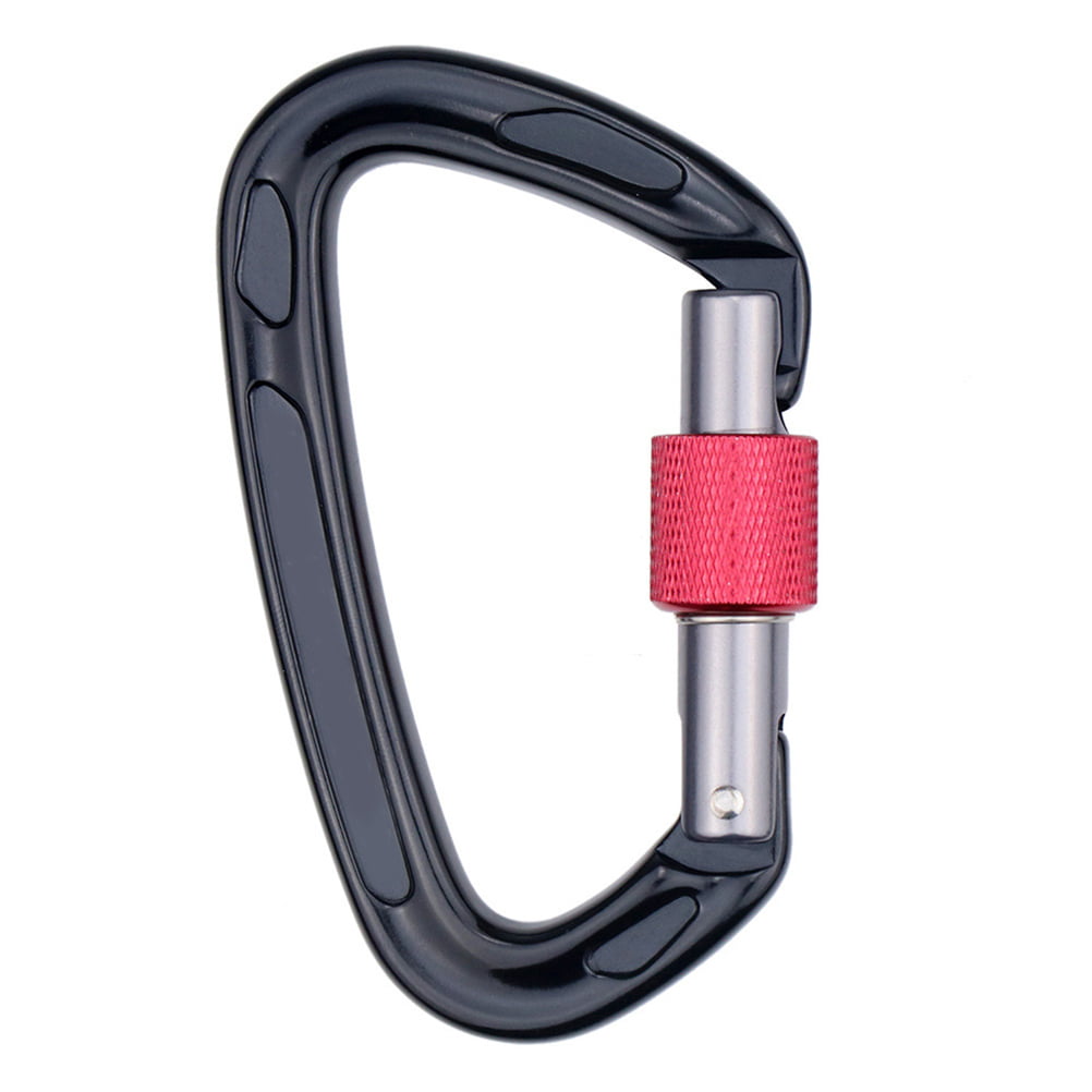 D-shape Mountaineer Rock Climbing Safety Clip Automatic Master Lock Carabiner 