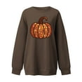thumbnail image 4 of JingHai Women's Cute Halloween Sweatshirts Sequin Spooky Ghost Pumpkin Graphic Oversized Pullover Crewneck Long Sleeve Sweater Tops Coffee L, 4 of 5