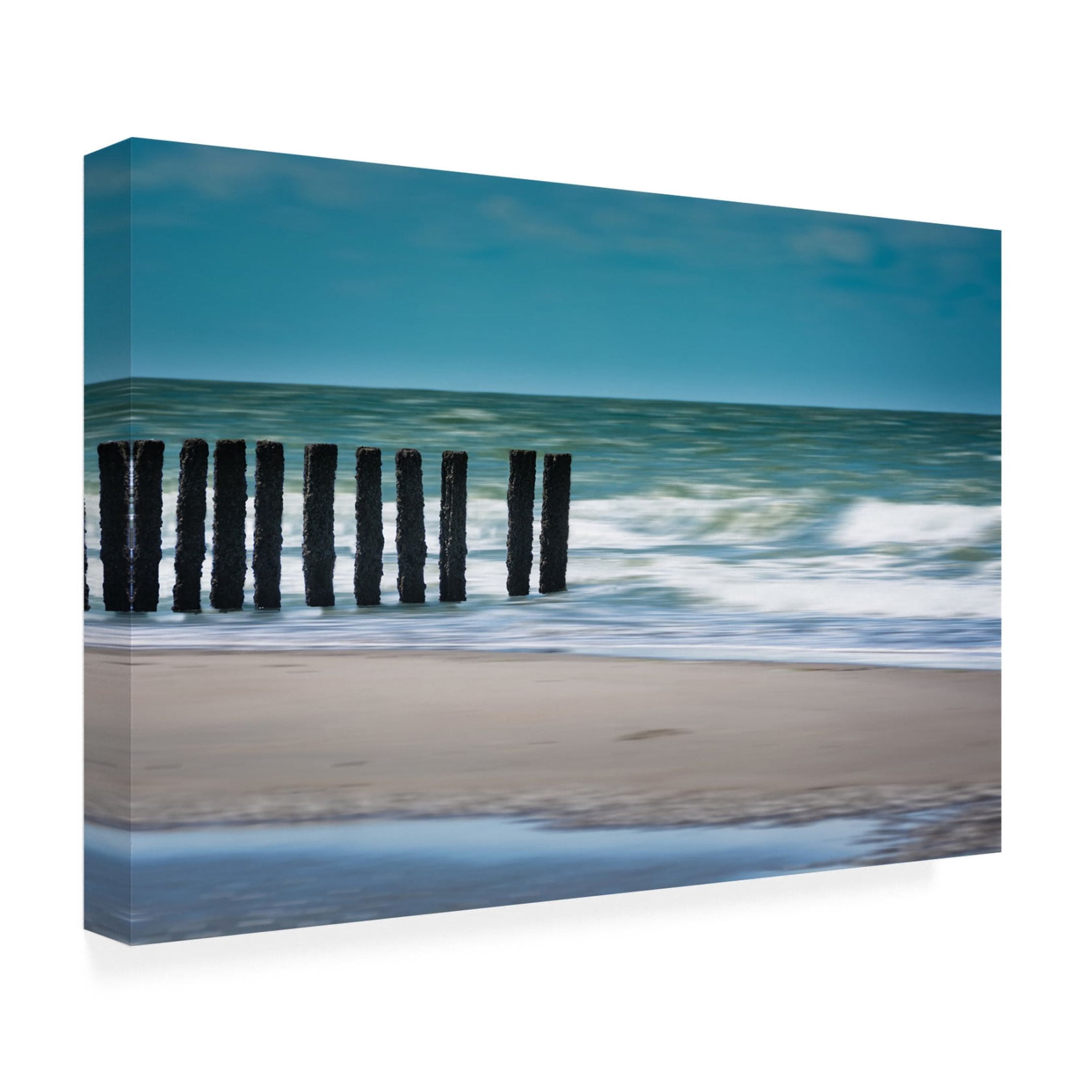 Canvas Wall Art - Bernardine de Laat 'White Waves' Wall Art for Living Room, Bedroom, or Office Décor by Trademark Fine Art - 47 x 30 Inches