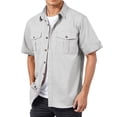 thumbnail image 3 of Shirt Jacket for Men Summer Casual Short Sleeve Button Down Collared Relaxed Fit Lightweight Work Shirts, 3 of 5