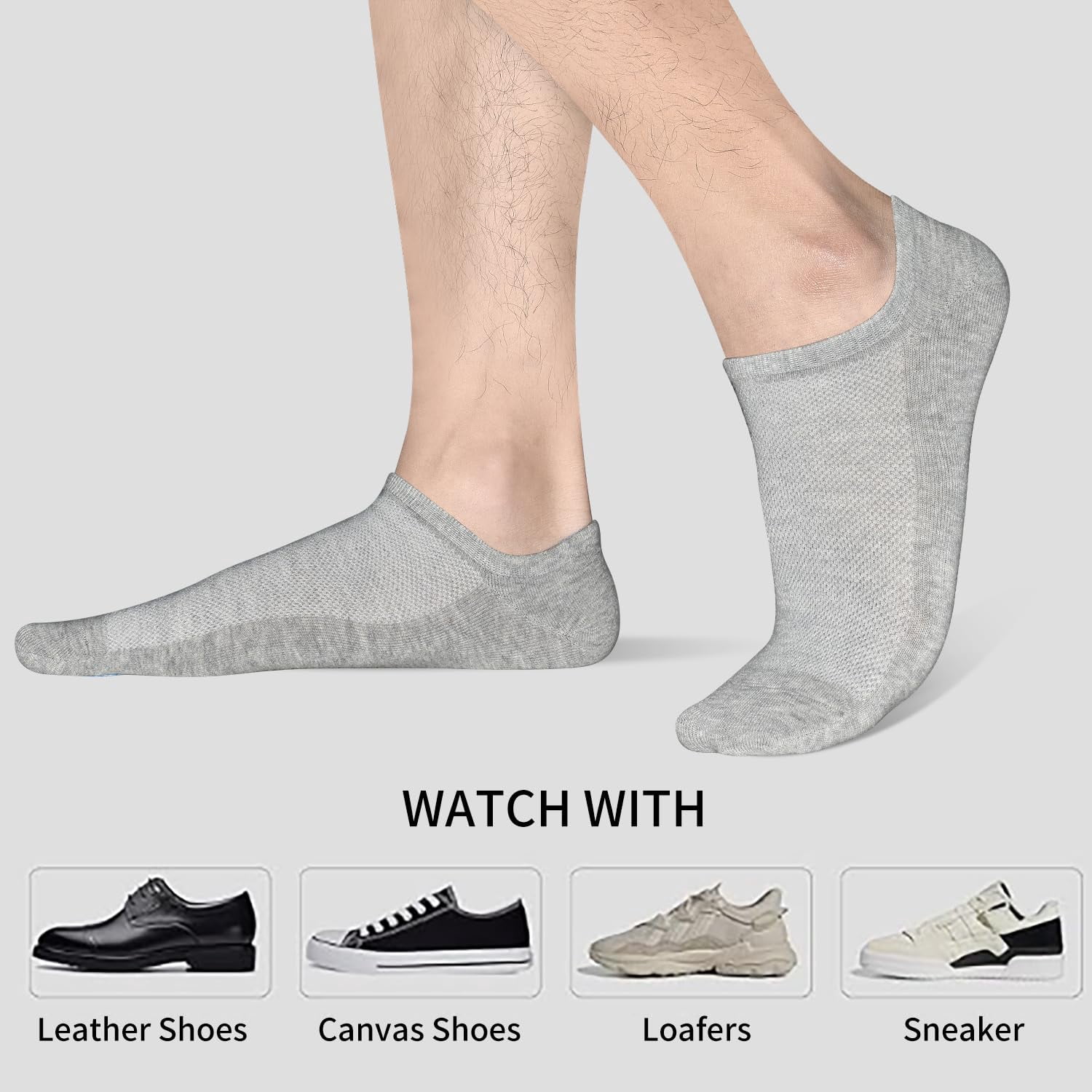 SkiBeaut Mens No Show Socks Low Cut Ankle Athletic Socks with Cushion Cotton Invisible Liner Socks 8 Pack