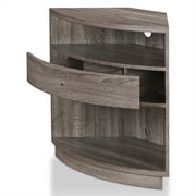 Furniture of America Nhien Wood 1-Drawer Corner TV Stand in Dark Gray
