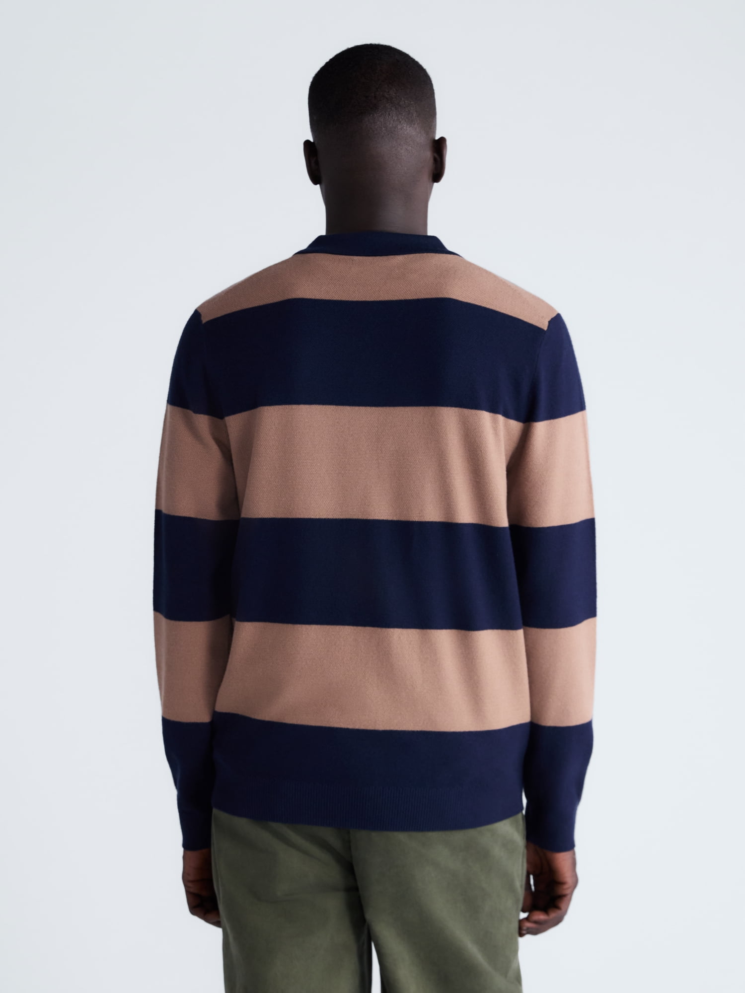 Free Assembly Men's Rugby Cozy Yarn Rugby Sweater with Long Sleeves, Midweight, Sizes XS-3XL