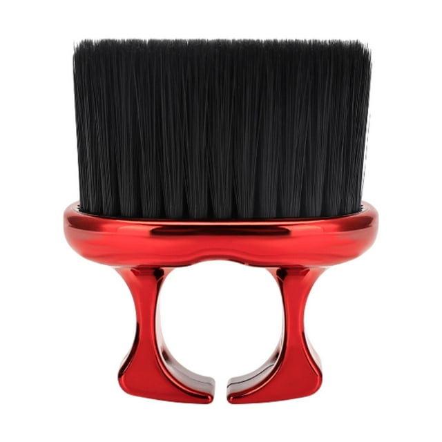 Cepillo para el cabello, plumero para el cuello, cepillos de barbero suaves, agarre de anillo, portátil, para peinado y limpieza Rojo