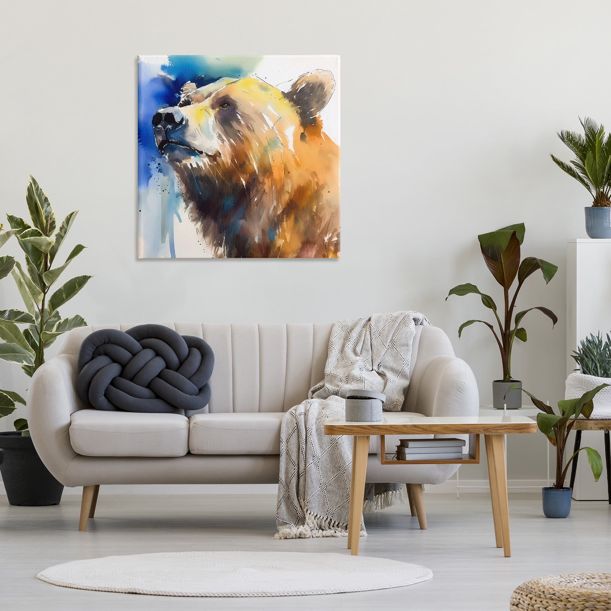 Stupell Industries Abstract Watercolor Bear Animals & Insects Painting Gallery Wrapped Canvas Art Print Wall Art, 36 x 36
