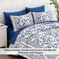 thumbnail image 3 of Floral Queen Comforter Set, 7 Piece Bed in a Bag Queen Size Blue Flowers on White Botanical Bedding Set, Soft Microfiber Bedding Comforter Sets with Sheets for All Season, 3 of 7