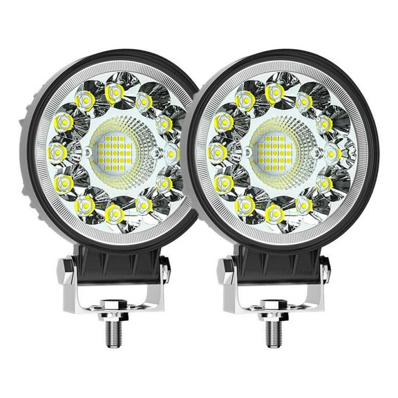 Applies to Pair of 4 Inch Round LED Headlights with 33 White LEDs, Strobe and Base