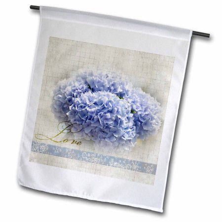3dRose Romantic Love Blue Hydrangea Flowers - Floral Photography - Wedding - Garden Flag, 12 by 18-inch