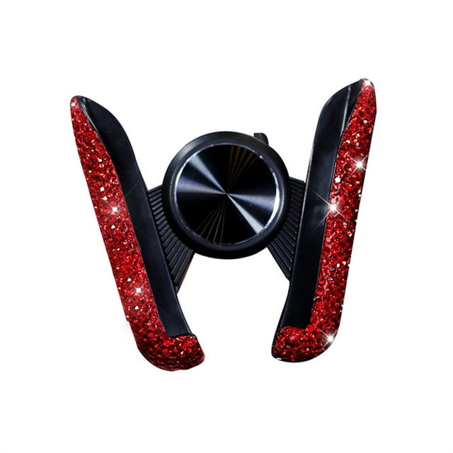 Cateissary Soporte para teléfono para automóvil Soporte automático para clip de diamantes de imitación montado en el vehículo Soporte para Videojuegos y accesorios Rojo
