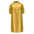 thumbnail image 4 of XDZJLR Robes pour Femmes Été Couleur Unie Col à Revers Mode Chemise Ample Jupe Décontractée, 4 of 6
