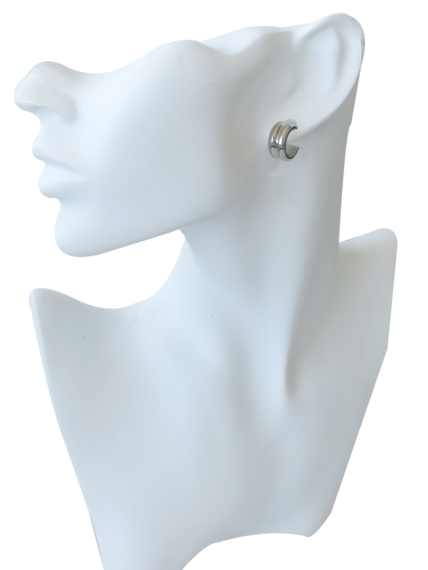 Time and Tru Women's Two Tone Hoop Earring Set with Faux Crystals, 6-Piece