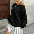 thumbnail image 5 of Women's Plus Size Oversized Off-Shoulder Long Sleeve Sweatshirt, No Hood Trendy Loose Fit Tops for Fall Winter Casual Wear, Daily Use, and Outdoor Activities Black L, 5 of 9