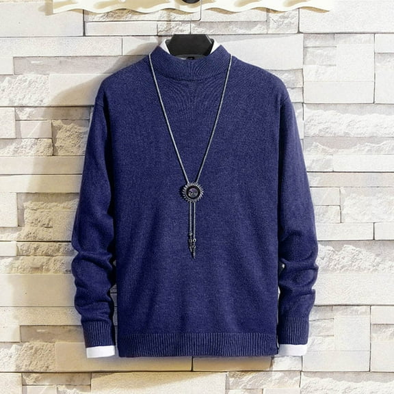 Big and Tall Chunky Knit Sweater Casual Turtleneck Loose Fit Solid Color Layering Top for Fall Winter,M-5XL