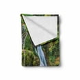thumbnail image 2 of Waterfall Soft Flannel Fleece Throw Blanket, Water Falls to Lake Above Rock Umbrella Covered with Botanic Plants Photo, Cozy Plush for Indoor and Outdoor Use, 60" x 80", White and Green, by Ambesonne, 2 of 6