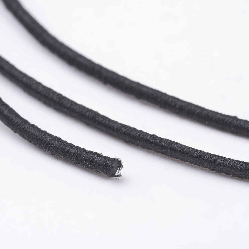 25Roll Elastic Cords Stretchy String for Bracelets Necklaces Jewelry Making Black 1.5mm about 12.02~13.12 yards(11~12m)/roll