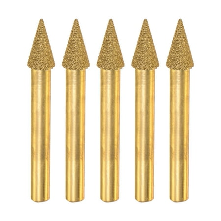 

5 Pack Diamond Mounted Point 8mm Brazed Grinder Taper Head 6mm Shank Grinding Rotary Bits