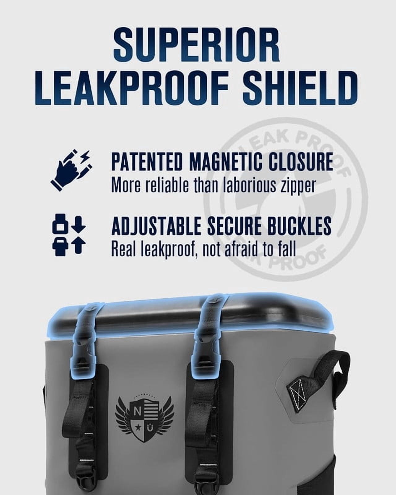 Novoto Magnetic Backpack Cooler 30Can, Zipperless Design, Insulated Soft Sided Cooler Bag for Men & Women, Portable Lunch Bag for Tailgating, Beach, Picnic, Kayak (Gray)