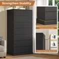thumbnail image 5 of 8 Drawer Dresser for Bedroom, Modern Black Tall Chest of Drawers Wood Storage Cabinet for Living Room, 5 of 8