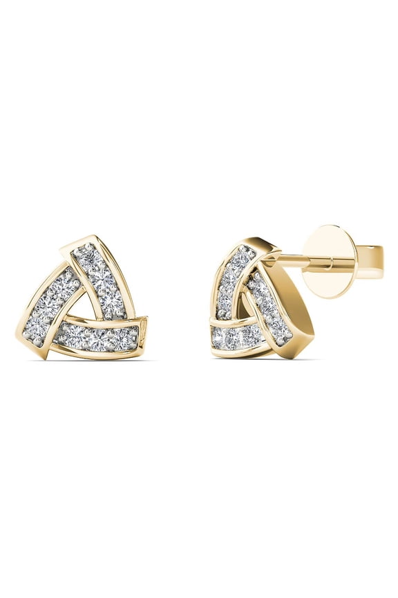 aaXia 10K Yellow Gold 1/10ct TDW Diamond Triangle Stud Earrings