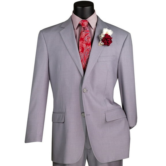 VINCI Men's Light Gray 2-Button Suit w/ Adjustable Waistband, Reg-Fit - NEW