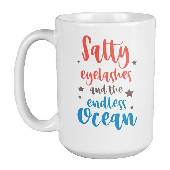 Eyelashes & Ocean Coffee & Tea Mug or Beach Giftables for Women Friends (15oz)