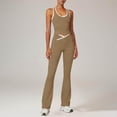 thumbnail image 3 of Xuyuer Women's Solid Sleeveless V-Neck Cross Design Flare Pants Off-Shoulder Crop Top Vest Fitness Yoga Set - Activewear Outfit, Pants for Women, 3 of 6