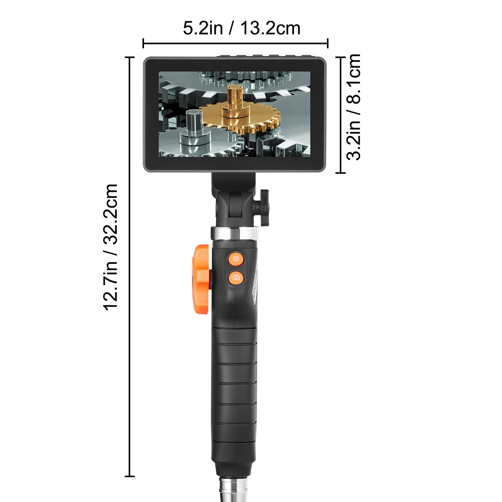 KFFKFF Adaptable Inspection Camera, Bi-directional Endoscope featuring 6.4mm Thin Lens, 5-inch IPS High Definition Screen, 8X Enlargement, 8 LED Lighted Snake Camera for Vehicle Upkeep, Plumbing