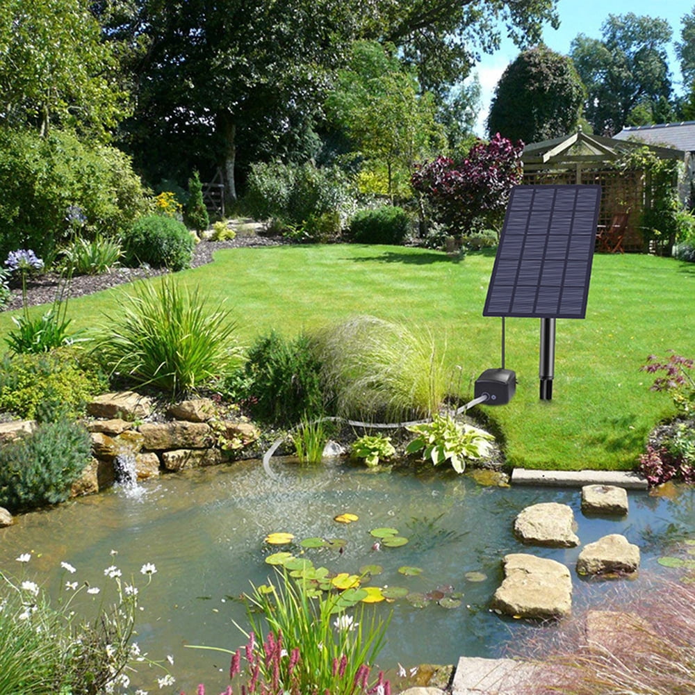 Yajisi Solar Air Pump Oxygenator Aquarium Pond Aerator with Air Hose and Bubble Stone for Outdoor Fish Tanks Garden Pond Pool Aquarium High Efficiency Oxygen Supply Quiet Operation