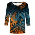 thumbnail image 5 of Xihbxyly Hauts pour Femmes Manches 3/4 T-shirt Imprimé de Mode pour Femmes Blouse à Manches 3/4 Col Rond Hauts Décontractés Articles en Liquidation, 5 of 5
