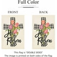 thumbnail image 4 of Spring Tulip Flowers House Flag Double Sided Buffalo Plaid Cross He is Risen Religious Garden Flag Spring Easter Seasonal Outdoor Outside Yard Lawn Decoration 28x40 Inch, 4 of 6
