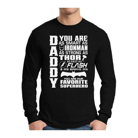 Awkward Styles Men's Daddy Superhero Graphic Long Sleeve T-shirt Tops Proud Dad Best Dad Ever Father`s Day (The Best Superhero Names)