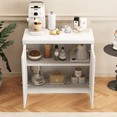 thumbnail image 3 of Armario de almacenamiento de cocina con puertas dobles, gabinete de bar de café con estantes ajustables, buffet de aparador para comedor, sala de estar o entrada, armario blanco moderno, 3 of 5